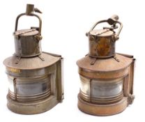 Two WWII period ships' Masthead lamps: both dated '1943', one with original burner,