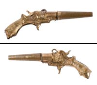 An Elizabeth II silver miniature flintlock pistol watch fob, maker Edmund Kaszewski, London 1988:,