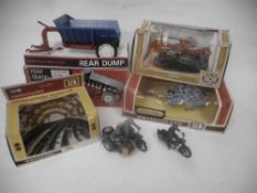Britains Kettenkrad Half Track Motorcycle No 9629 Rear Dump, No 9541 Rotary Tedder, all boxed,