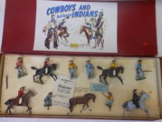 Britains Set No 209 Cowboys: mounted and on foot, in original box with card insert,