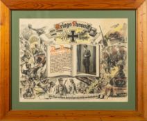 A WWII German War Chronicle for Drews Bernard: with black and white photograph beside text ,