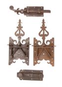 Two 17th/18th century steel latch bolts: one with elongated shank and button finial,