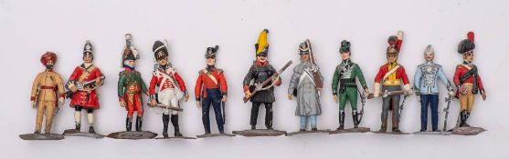 A group of eleven various hand painted lead solders in Napoleonic and later uniforms (11)