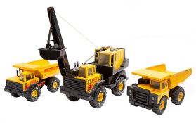 A group of three various Tonka construction vehicles: (playworn)