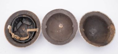 Three WWII period Mk I Steel helmets : (3)