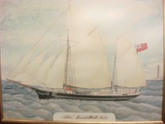 British School Circa 1900 - Sailing yacht in a breeze, inscribed 'Alice. Samuel Hood Comdr.