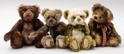 Four plush Charlie Bears after Isabelle Lee, 'Bruce', 'Rodley',