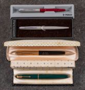 A Parker 61 fountain pen with gilt cap and black personalised barrel,