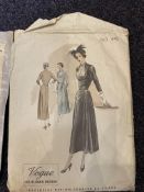Three mid 20th century 'Vogue Couturier' patterns for a 'One piece dress' circa 1948: No. 440 , No.
