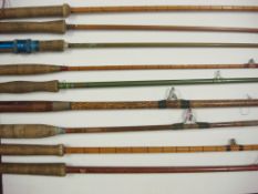 A Hardy 'The Wye' four piece split cane fishing rod in canvas bag,