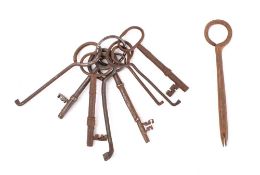 A collection of various keys and picks; including a 'sparrow beak;