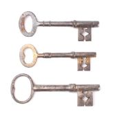 Three 19th century German steel keys: largest 14.