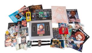 A collection of 'Child's Play' film franchise merchandise,