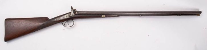 A 19th century double barrel percussion cap shotgun by Hambling, Totnes,