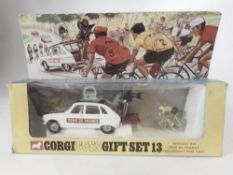 Corgi Gift Set No 13, Renault R16 Tour de France Paramount Film Unit with cyclist, in original box.