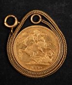 A 1890 Jubilee head gold sovereign.