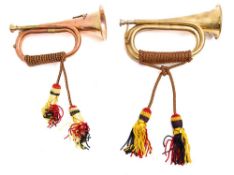 A copper and brass bugle,