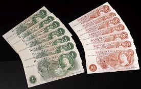 Seven J. S. Fforde 10 shilling notes: and seven J.B.