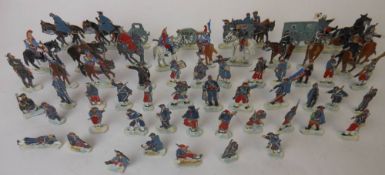 A collection of painted metal flats: depicting French and Prussian armies from the Franco-Prussian