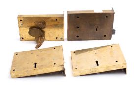 Three Admiralty issue brass rim locks by Hobbs & Co , London, formerly from a 'Palmerston Folly',