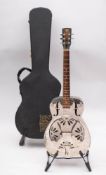 A Dobro steel resonator guitar, serial number 'D3082280', plated grover keys,