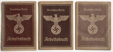 Three WWII period German Arbeitsbuch Workbooks.