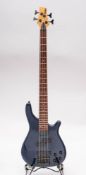 A Vintage bass guitar with dark blue body and black fittings: together with a Kustom KB10