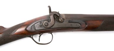 A 19th century 10-bore single barrel percussion cap conversion fowling gun by Hawkes, Hull:,