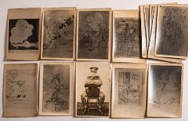 A group of early 20th century postcards of WWI cartoons by C S Johnson: together with a photograph