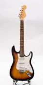 A Stratocaster type electric guitar, unsigned,
