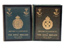 VERNER, Colonel Willoughby. History & Campaigns of the Rifle Brigade : 2 vols. Plates, Maps. org.