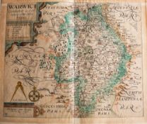 KIP, William - Warwici comitatus a cornauiis olim inhabitatus [ Warwick shire ] hand coloured map,