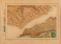 GEOLOGY MAPS : Ordnance Survey - Lymington geological coloured. 485 x 330mm. circa 1903.