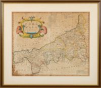 MORDEN, Robert - Cornwall : hand coloured map, 430 x 345mm, quite foxed, F & G. c1695.