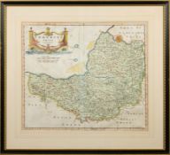 MORDEN, Robert - Somersetshire : hand coloured map, 420 x 360 mm, F & G. 1722 [or earlier].