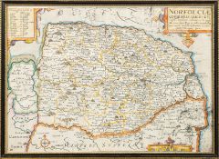 KIP, William - [ Norfolk ] Norfolciae comitatus ... hand coloured map. 380 x 280 mm, F&G.