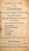 OSBORN, Francis: Advice to a Son.