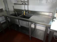 S/S Dual Sink with Hand Faucets and Assorted S/S Tables - Rigging Fee: $400