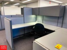 (2) Desks with Drawers, Hanging Cabinet, (2) File Cabinets, (2) Chairs and Cubical Wall Sections -