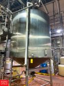 3,250 Gallon (12,302 Liter) S/S Dome-Top, Cone-Bottom Jacketed Processor with Vertical Agitation,
