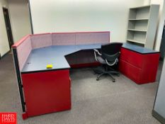 (4) Desks with Drawers, (2) File Cabinets, (3) Chairs and Cubical Wall Sections - Rigging Fee: $500
