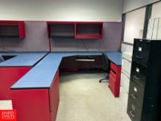 (4) Desks with Drawers and File Cabinets, (3) File Cabinets, (3) Hanging Cabinets, (3) Chairs and
