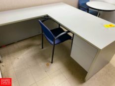 Desk with Drawers, Round Table, File Cabinet and (2) Chairs - Rigging Fee: $300