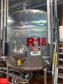 2,300 Gallon (8,706 Liter) Jacketed S/S Tank, Model: 9772, S/N: VHTA4040R with Vertical Agitation (