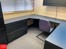 Desk with Drawers and File Cabinet, File Cabinet, Hanging Cabinet and Chair - Rigging Fee: $400