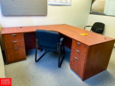 Desk with Drawers, File Cabinet, Coat Rack and (2) Chairs - Rigging Fee: $300