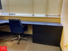 Desk with Drawers and File Cabinet, Hanging Cabinet and (2) Chairs - Rigging Fee: $300