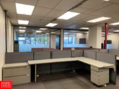 (2) Desk with Drawers, (2) File Cabinets, (1) Chair and Cubical Wall Sections - Rigging Fee: $500