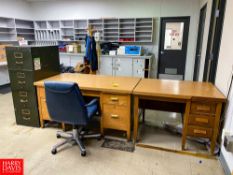 (2) Desks with Drawers, File Cabinet, Cabinet and Chair - Rigging Fee: $200