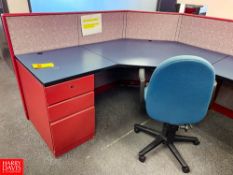 Desk with Drawers, File Cabinet, Chair and Cubical Wall Sections - Rigging Fee: $300